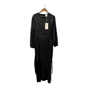 Vicky And Lucas Black Satin Maxi Wrap Dress Women's Size XL